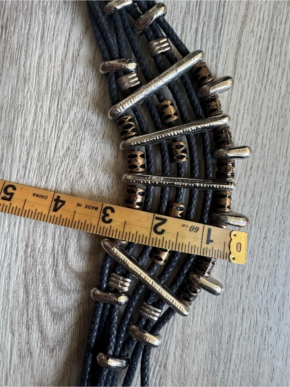 Vintage Boho Western Mixed Metal Embellished Hook Closure Edgy Cool Belt Large